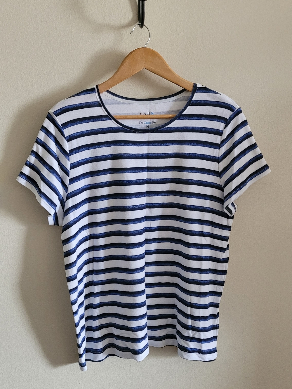 Croft & Barrow The Classic Tee Cotton Striped Shirt, Women's XXL, White & Blue